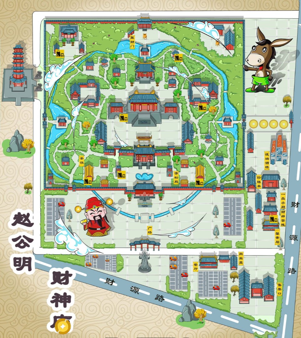中兴镇寺庙类手绘地图